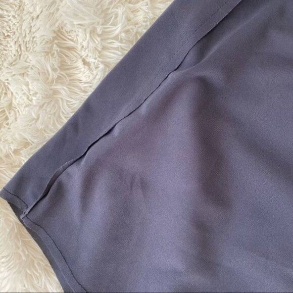 Slate Gray Draped Front Raw Edge Sheath Dress - Picture 8 of 11